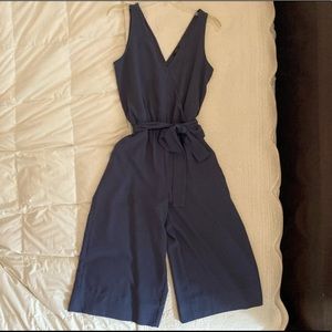 NWT AnnTaylor charcoal gray sleeveless Dress with culottes bottom.